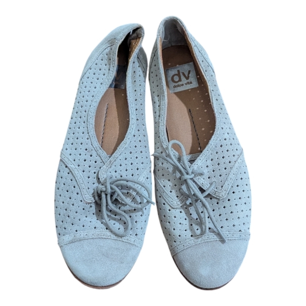 Dolce Vita Women's Beige Perforated Suede Oxford Shoes Size 8.5